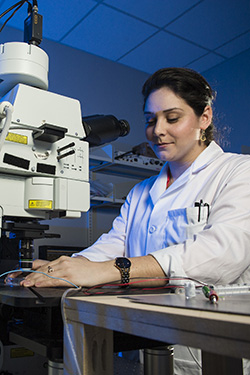 photo of a student working in a lab