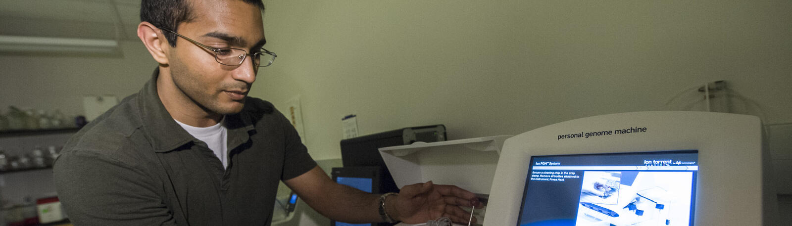 photo of a student working in a lab