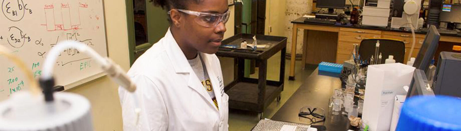 photo of a student working in a lab