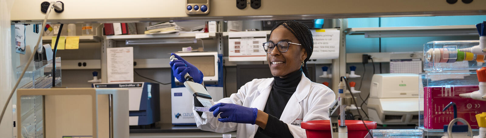 photo of a student working in a lab