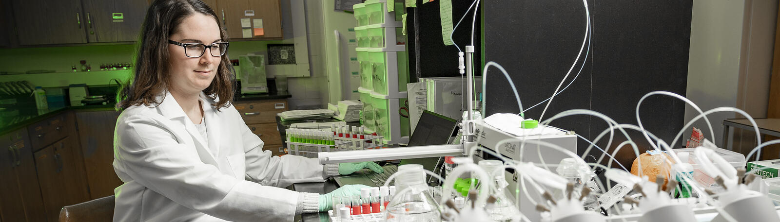 photo of a student working in a lab
