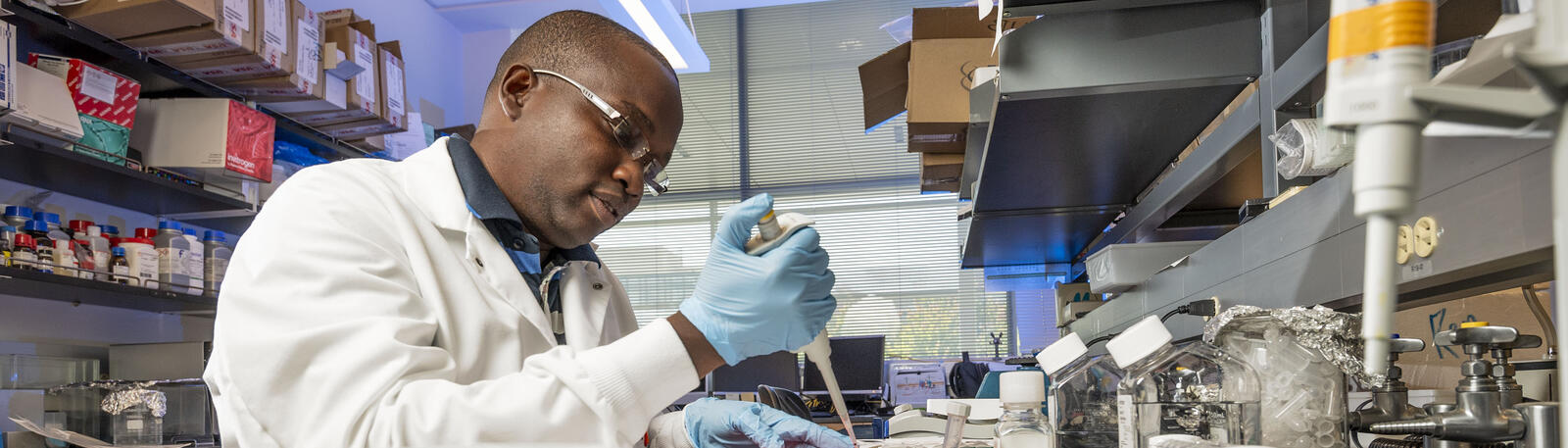 photo of a student working in a lab