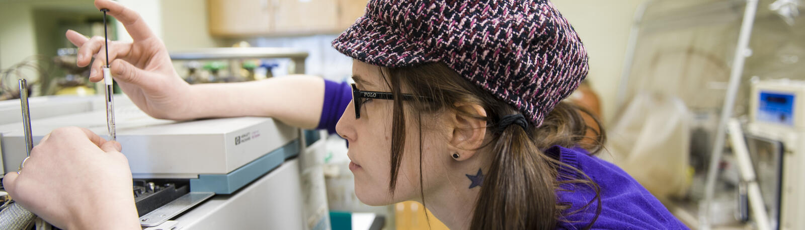 photo of a student working in a lab