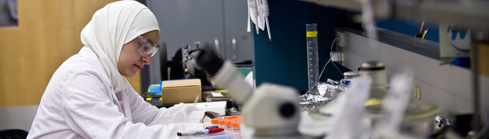 photo of a student working in a lab