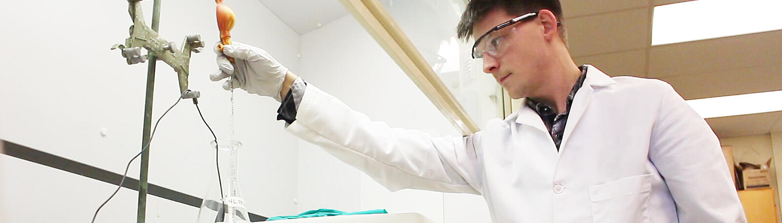 photo of a student working in a lab