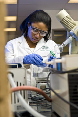 photo of a student working in a lab